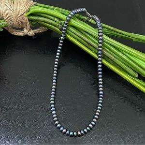 Vintage Peacock Freshwater 4mm Seed Pearl Sterling Silver Clasp Choker Necklace